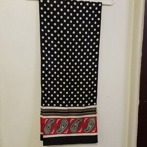 Jones New York Black and Red Polka Dot Paisley Scarf